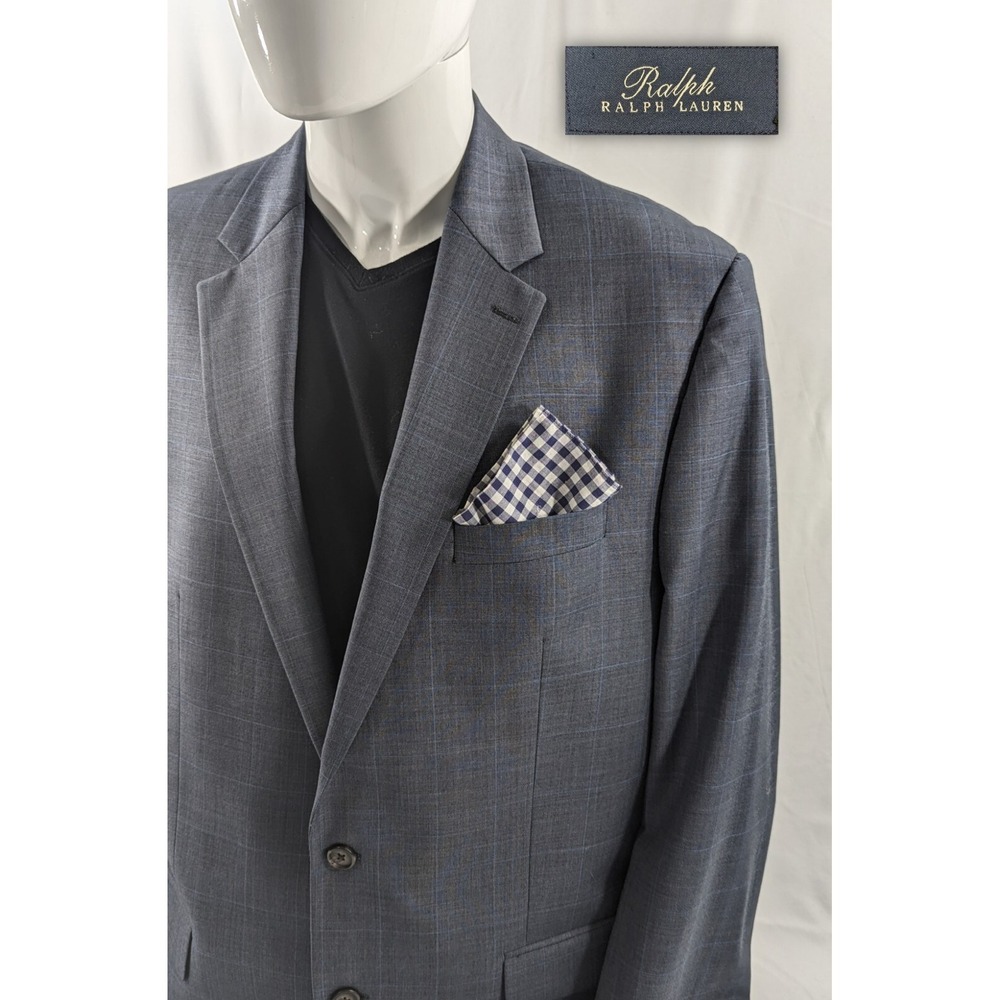 Ralph Lauren Blazer Sport Coat Two‎ Button Casual Suit Jacket 46L 100% Wool